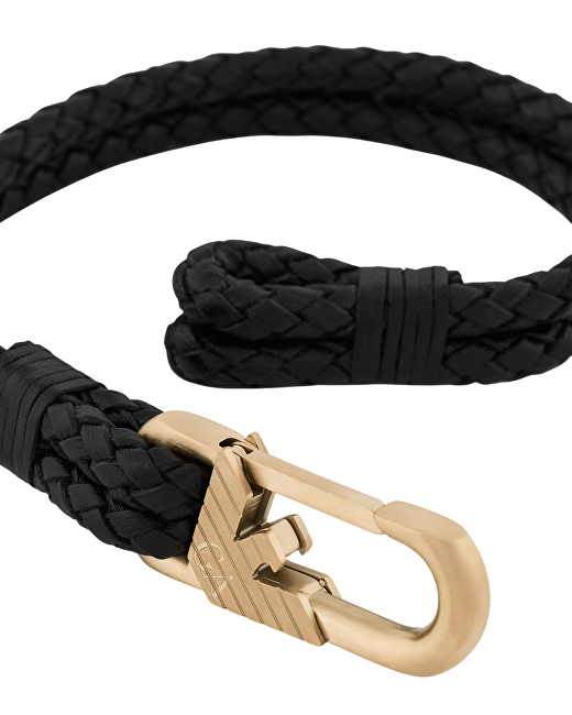 Emporio Armani Černý kožený náramek EGS3245710