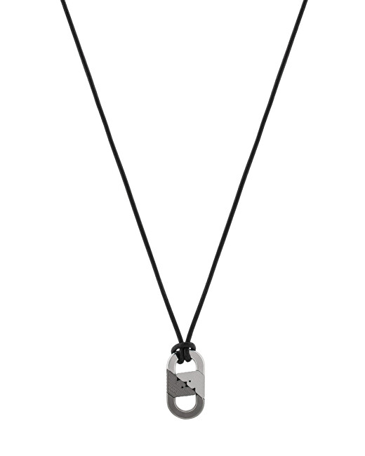 Emporio Armani Černý pánský náhrdelník Eagle Logo EGS3170040