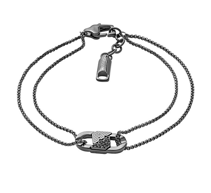 Emporio Armani Černý pánský náramek s krystaly EGS3173001