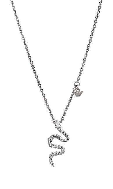 Emporio Armani Dámsky strieborný náhrdelník Had so zirkónmi EG3611040 číra, strieborná