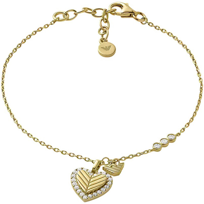 Emporio Armani Romantický pozlacený náramek pro ženy se zirkony Srdce EG3623710