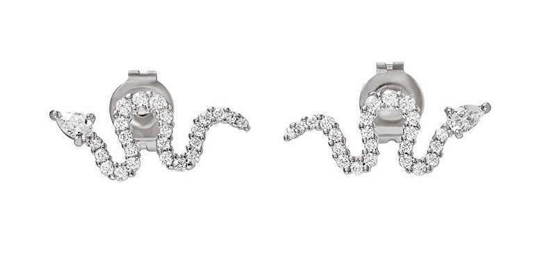 Emporio Armani Stříbrné náušnice Had se zirkony EG3612040