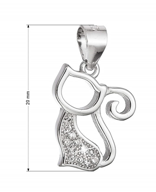 Evolution Group Hravý stříbrný přívěsek Kočka se zirkony 14037.1 crystal