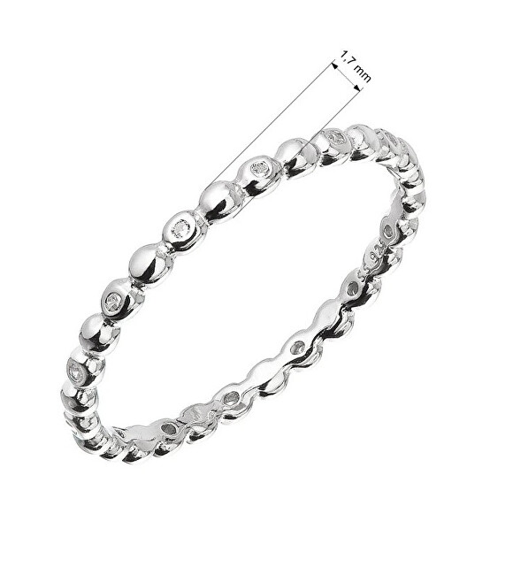 Evolution Group Minimalistický stříbrný prsten se zirkony 15005.1 crystal
