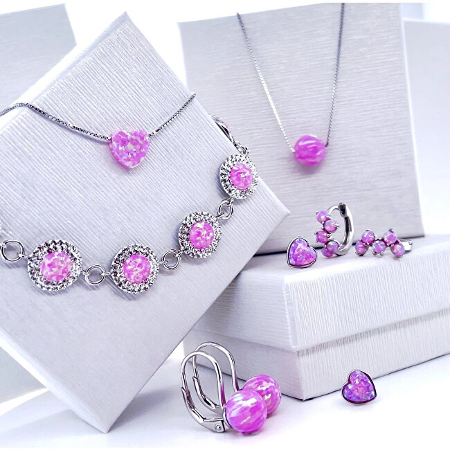 Evolution Group Něžný náramek s růžovým syntetickým opálem 13019.3 pink