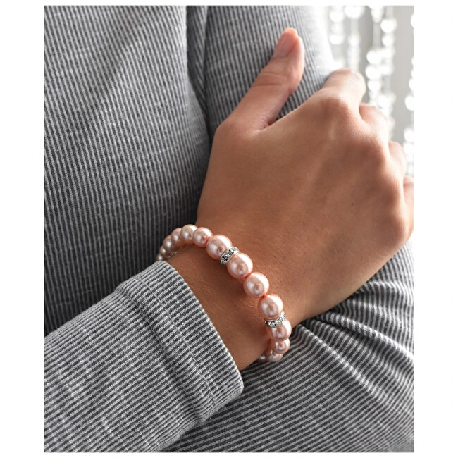 Evolution Group Romantický perličkový náramek Rosaline Pearls 33091.3 čirá, růžová, světle růžová
