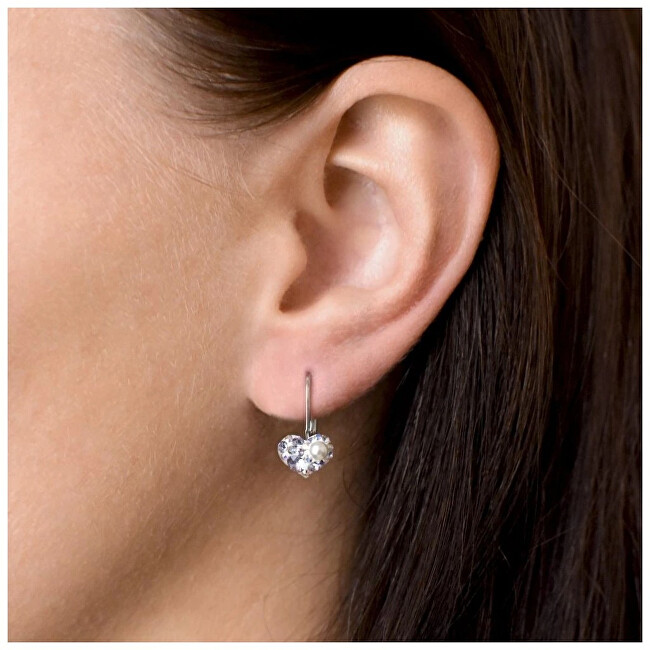 Evolution Group Srdíčkové náušnice s krystaly Swarovski 31125.9 violet