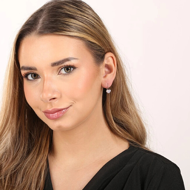 Evolution Group Srdíčkové náušnice s krystaly Swarovski 31125.9 violet