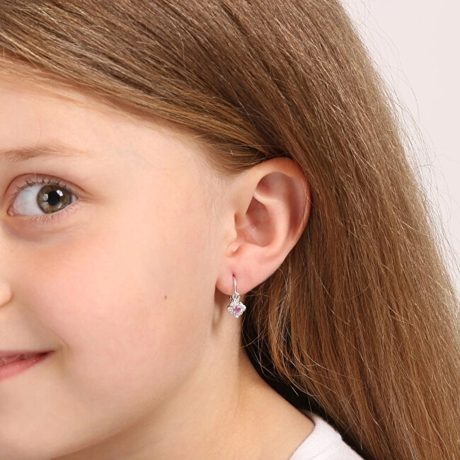 Evolution Group Stříbrné dětské náušnice s fuchsiovými zirkony 11175.3
