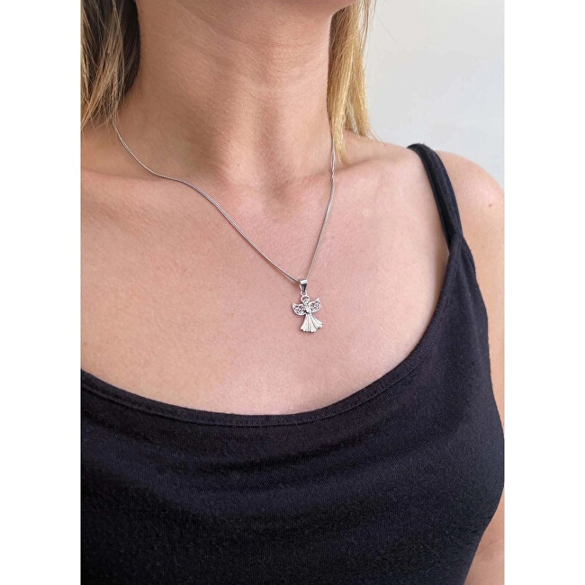 Evolution Group Stříbrný náhrdelník Andělíček s krystalem Swarovski 32077.1