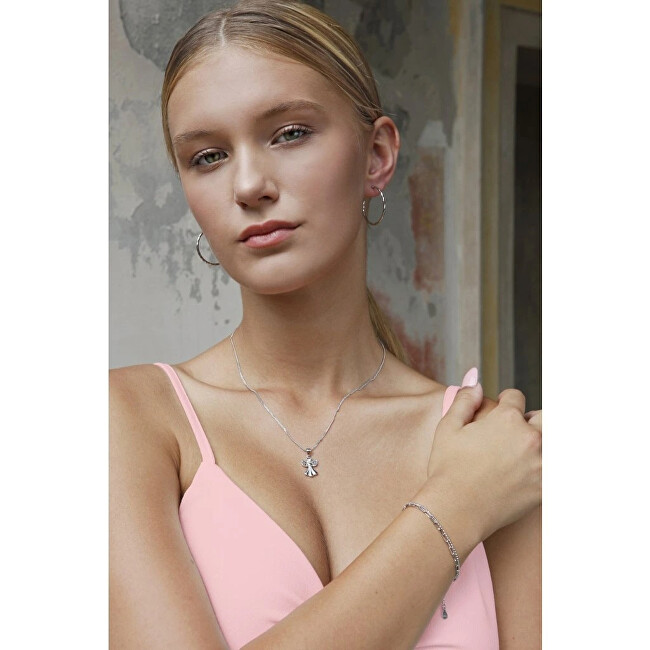 Evolution Group Stříbrný náhrdelník Andělíček s krystalem Swarovski 32077.1
