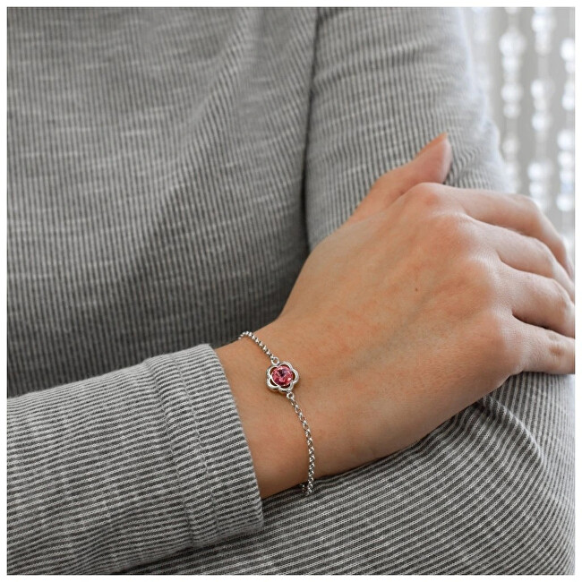 Evolution Group Stříbrný náramek s krystalem Swarovski 33117.3 Rose