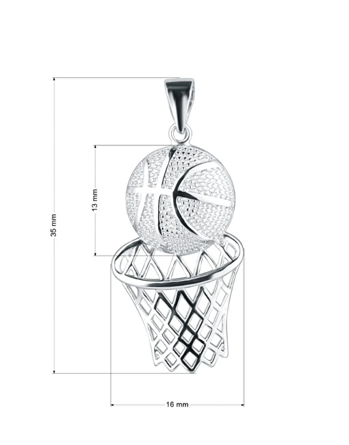 Evolution Group Stříbrný přívěsek Basketbalový míč a síť 64024