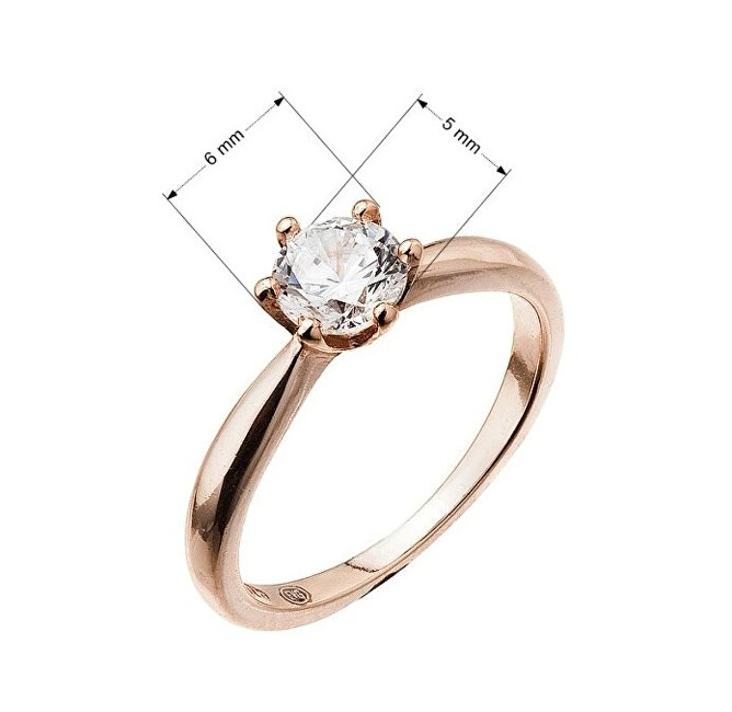 Evolution Group Zásnubní pozlacený prsten s jemným zirkonem 15014.1 crystal