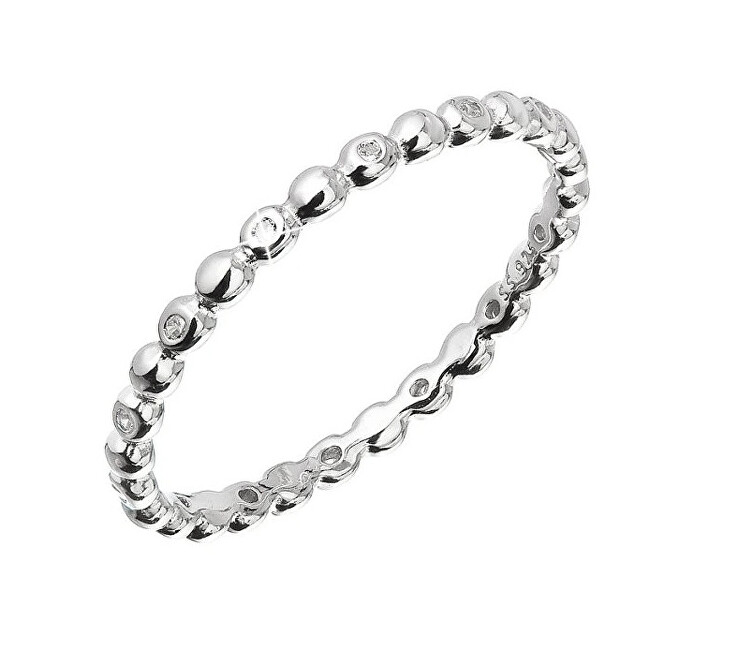 Evolution Group Minimalistický stříbrný prsten se zirkony 15005.1 crystal