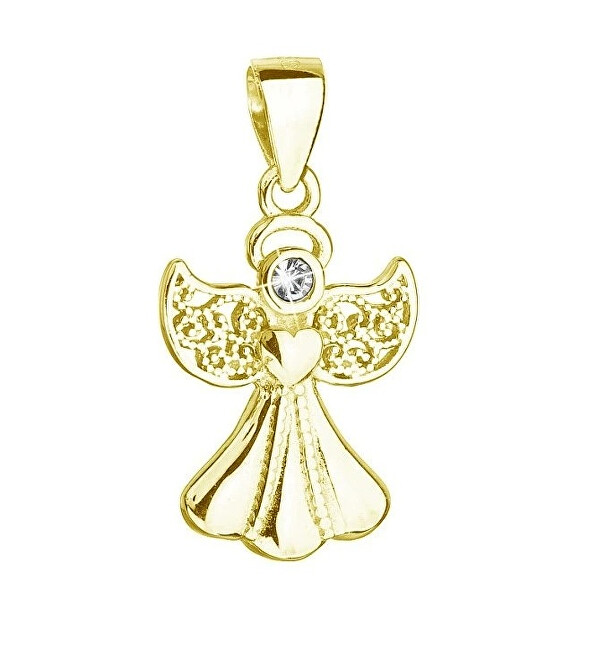 Evolution Group Pozlacený přívěsek s krystalem Swarovski Andělíček 34262.1