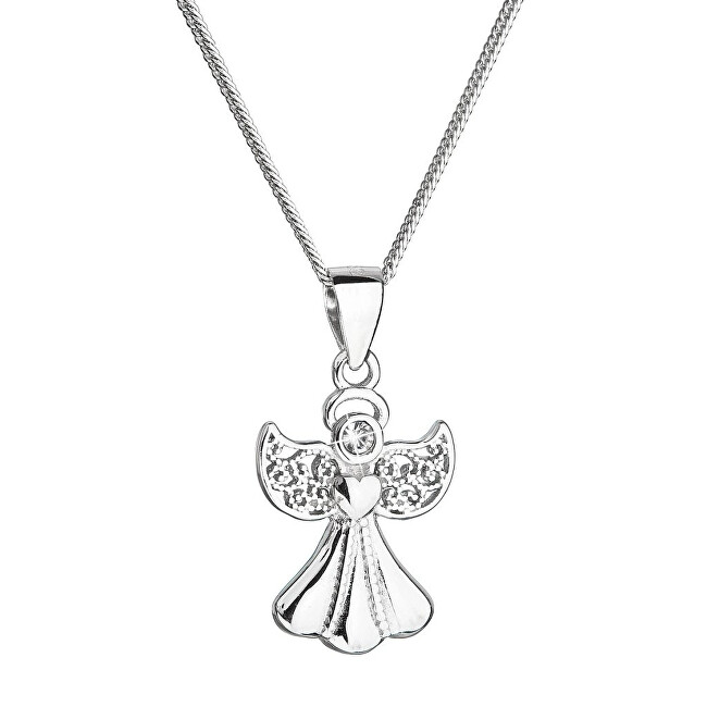 Evolution Group Stříbrný náhrdelník Andělíček s krystalem Swarovski 32077.1