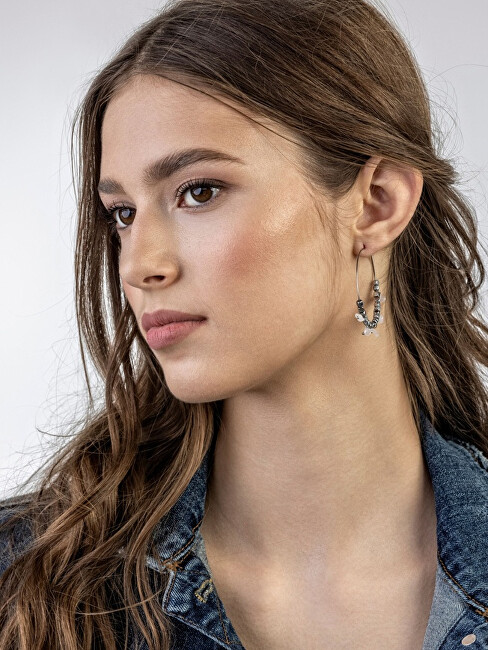Emily Westwood Ocelové náušnice kruhy s růženínem Eden EWE23040S