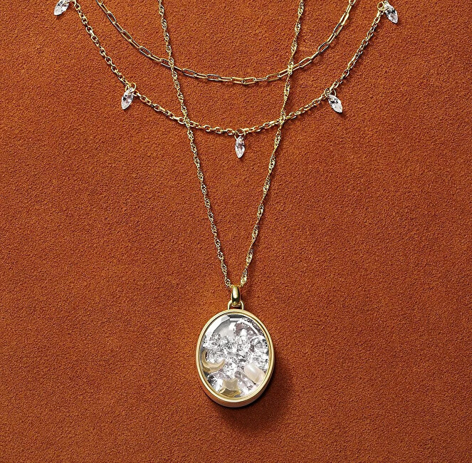 Fossil Pozlacený náhrdelník s medailonkem Sutton JF04893710