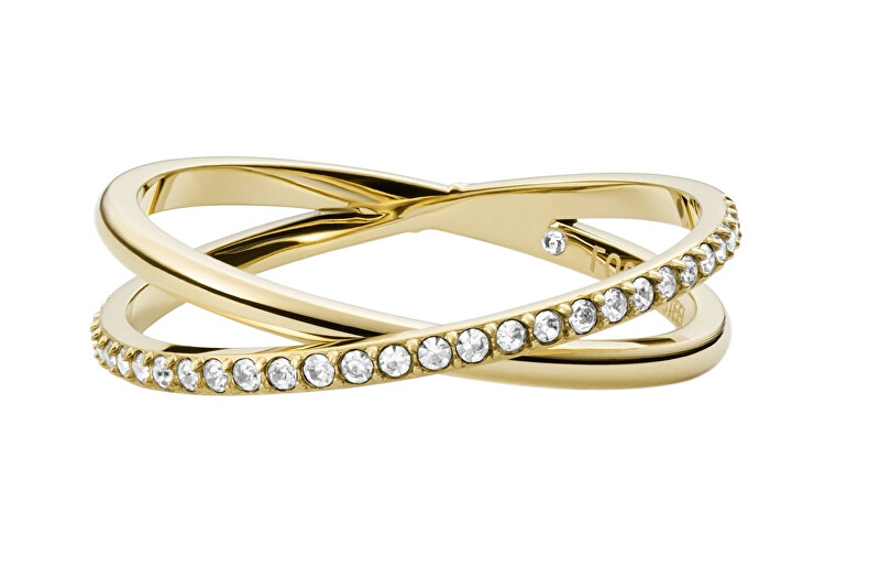 Fossil Elegantní pozlacený prsten s krystaly JF03752710