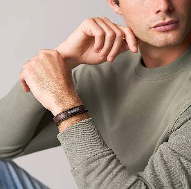 Fossil Kožený náramek pro muže Everett JA7315998