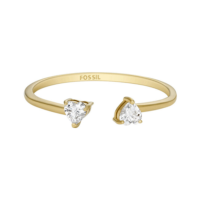 Fossil Něžný pozlacený otevřený prsten s krystaly JF04359710
