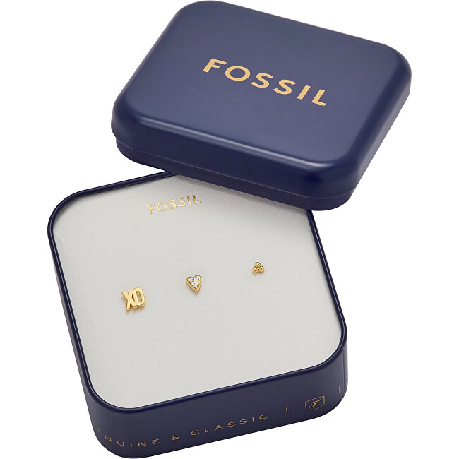 Fossil Pozlacený set peckových náušnic All Stacked Up JA7277SET