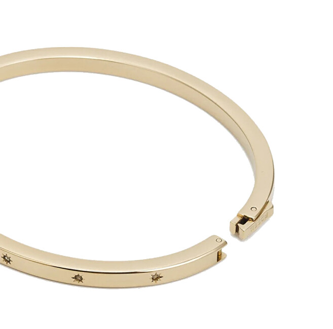 Fossil Pevný pozlacený náramek se zirkony Shine Bright JF03872710