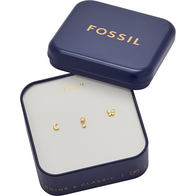 Fossil Pozlacený set peckových náušnic All Stacked Up JA7278SET