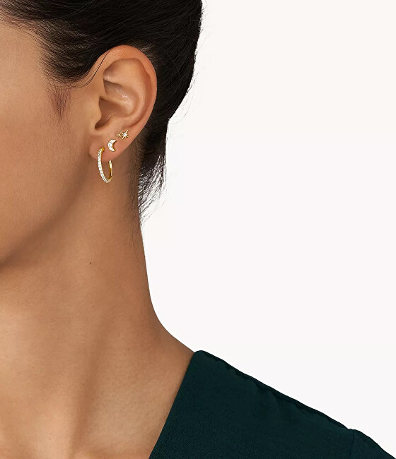 Fossil Půvabný set pozlacených náušnic Moon JGFTSET1050