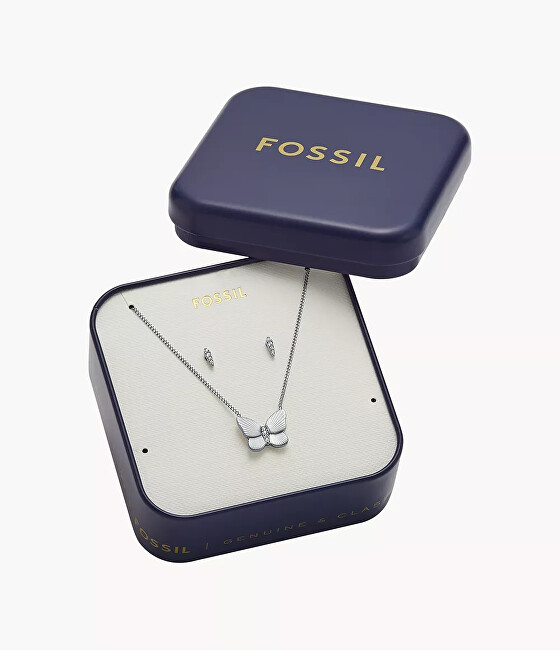 Fossil Set ocelových šperků Motýl JF04935SET (náhrdelník, náušnice)