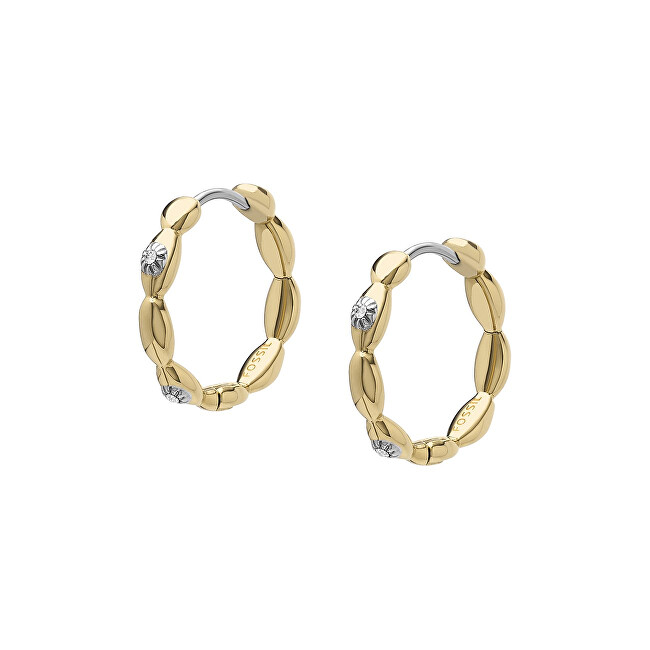 Fossil Slušivé pozlacené kruhové náušnice Evil Eye JF04795710