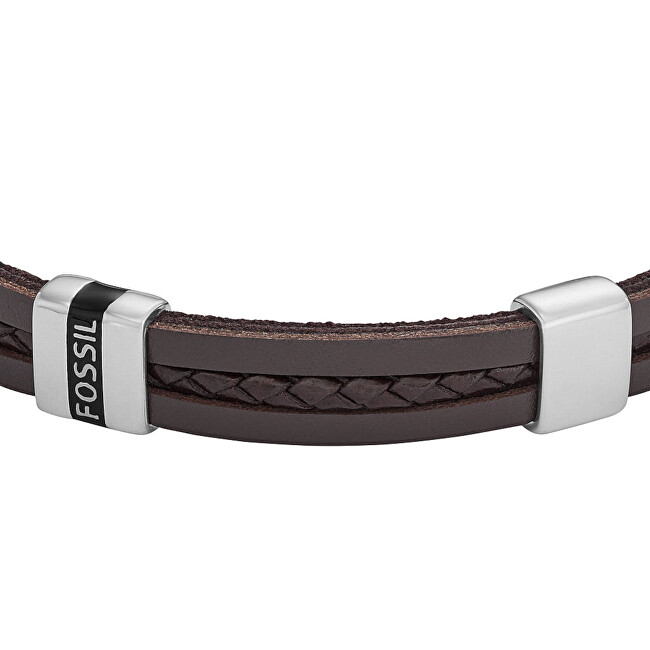 Fossil Elegantný pánsky kožený náramok Vintage Casual JF04133040