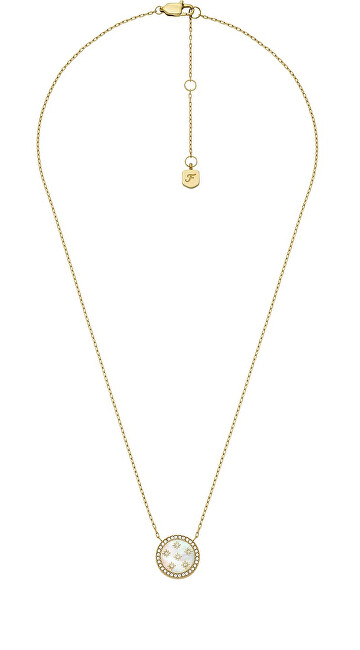 Fossil Překrásný pozlacený náhrdelník s perletí a krystaly JF04865710