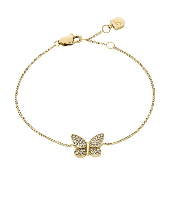 Fossil Okouzlující pozlacený náramek s krystaly Motýl JF04921710