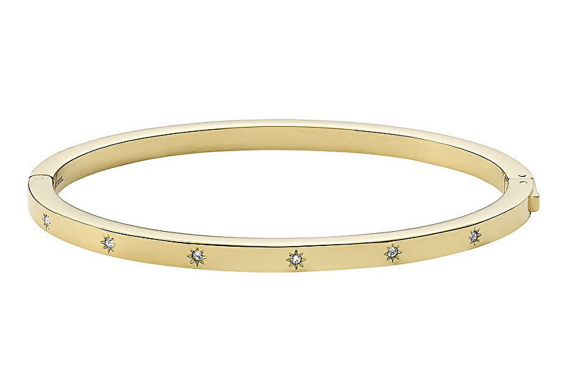 Fossil Pevný pozlacený náramek se zirkony Shine Bright JF03872710