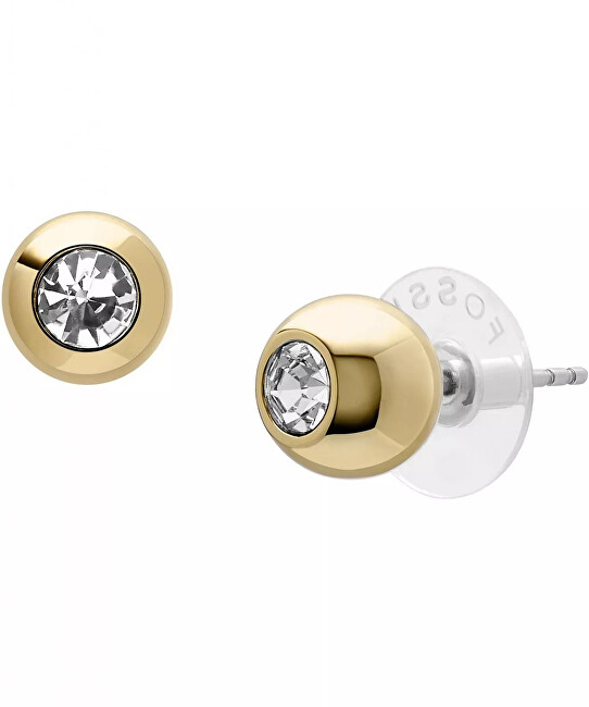 Fossil Pozlacené peckové náušnice se zirkony Bright Baubles JA7251710