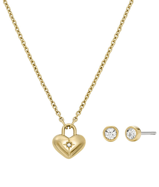 Fossil Půvabný set pozlacených šperků JF04881SET (náhrdelník, náušnice)