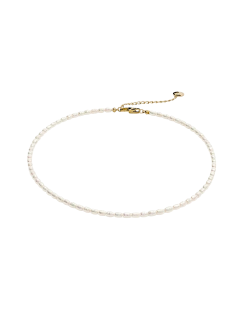 Furiosa Jemný perlový pozlacený náhrdelník Pearl Siren SN-PEARLSIREN-G bílá, perleťová, zlatá