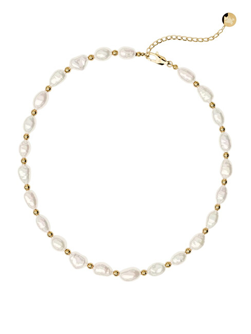 Furiosa Pozlacený perlový náhrdelník Panama Choker SN-PANAMACH-G bílá, perleťová, zlatá