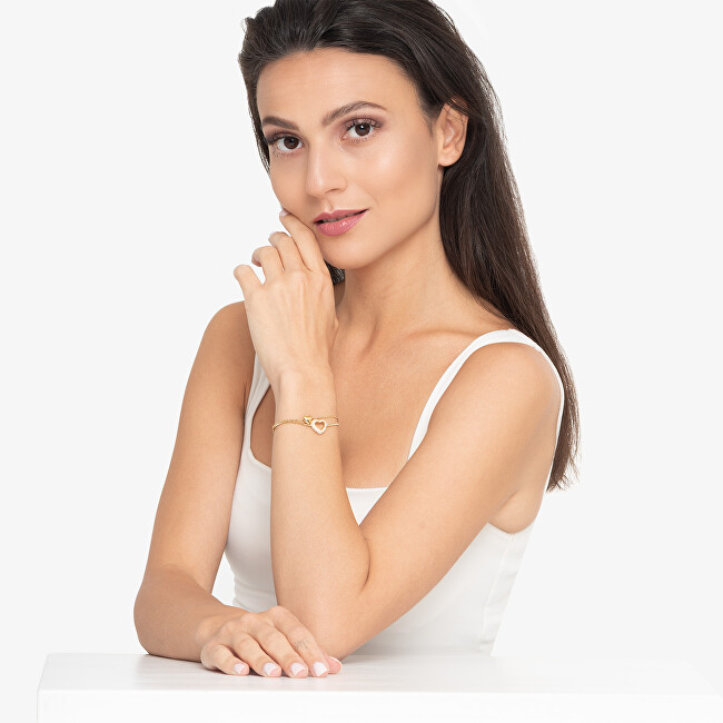 Guess Dvojitý pozlacený náramek se srdíčky Beloved JUBB05027JWYG
