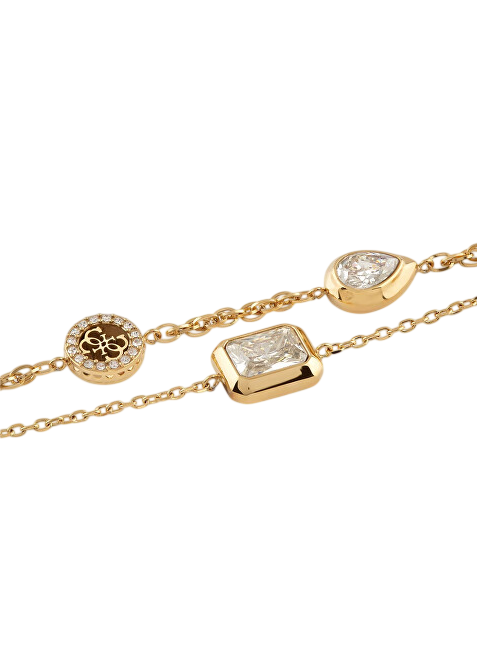 Guess Dvojitý pozlacený náramek se zirkony 4G Light JUBB05237JWYG