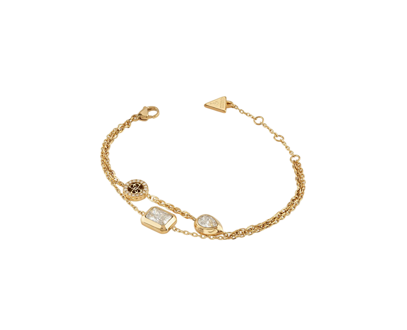 Guess Dvojitý pozlacený náramek se zirkony 4G Light JUBB05237JWYG
