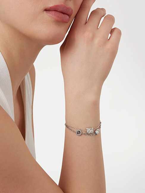 Guess Dvojitý ocelový náramek se zirkony 4G Light JUBB05237JWRH
