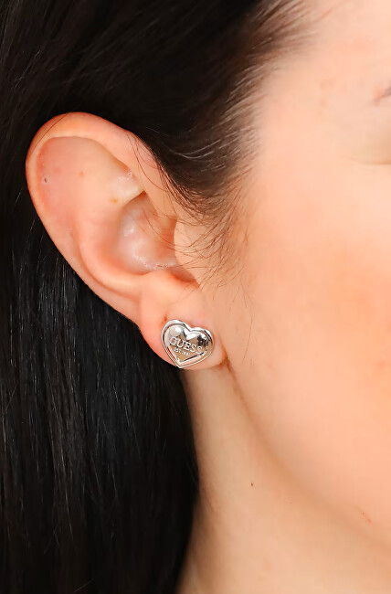 Guess Módní ocelové náušnice se srdíčkem JUBE02179JWRHT/U