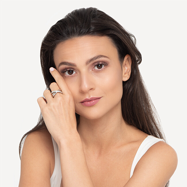 Guess Módní ocelový prsten se zirkony Perfect JUBR04067JWRH