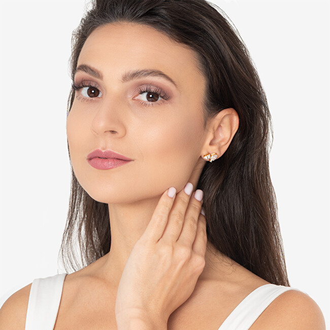 Guess Pozlacené náušnice s krystaly Wonderlights JUBE04415JWYGT/U