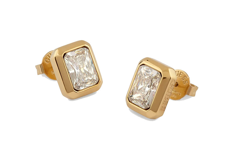 Guess Hranaté pozlacené náušnice 4G Light JUBE05250JWYGT/U