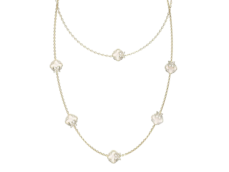 Guess Pozlacený dvojitý náhrdelník s květinami Wild Flower JUBN05581JWYGT/U
