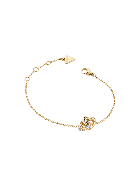 Guess Pozlacený náramek Propojené srdce Beloved JUBB06014JWYG